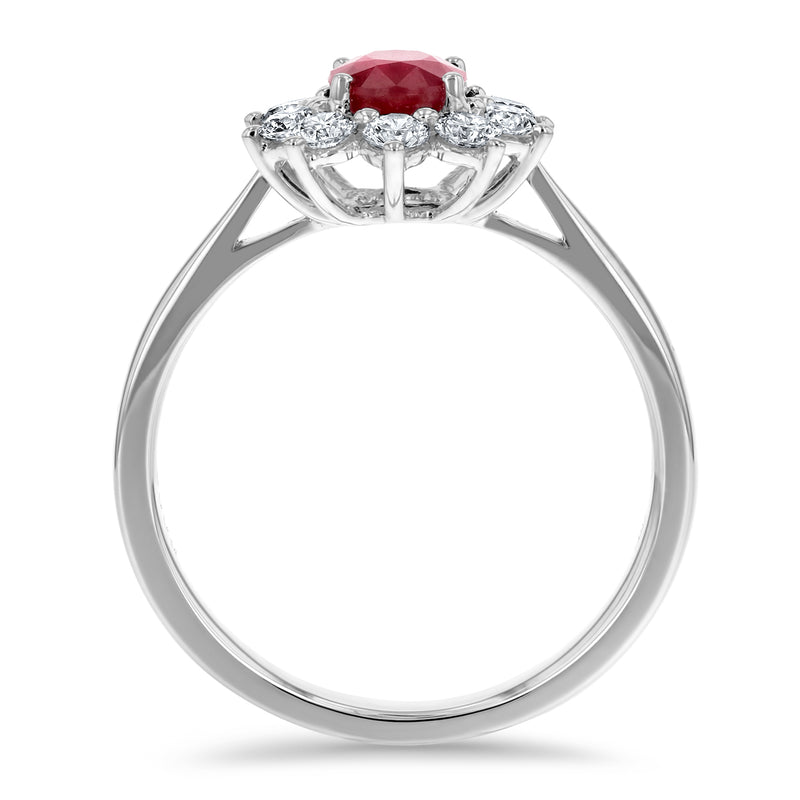 Diamond Halo Ruby Ring - R&R Jewelers 