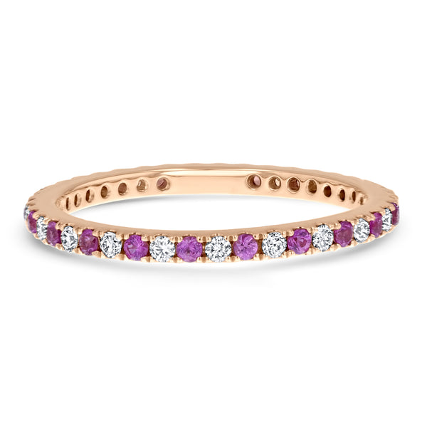 Alternating Diamond and Pink Sapphire Eternity Ring - R&R Jewelers 
