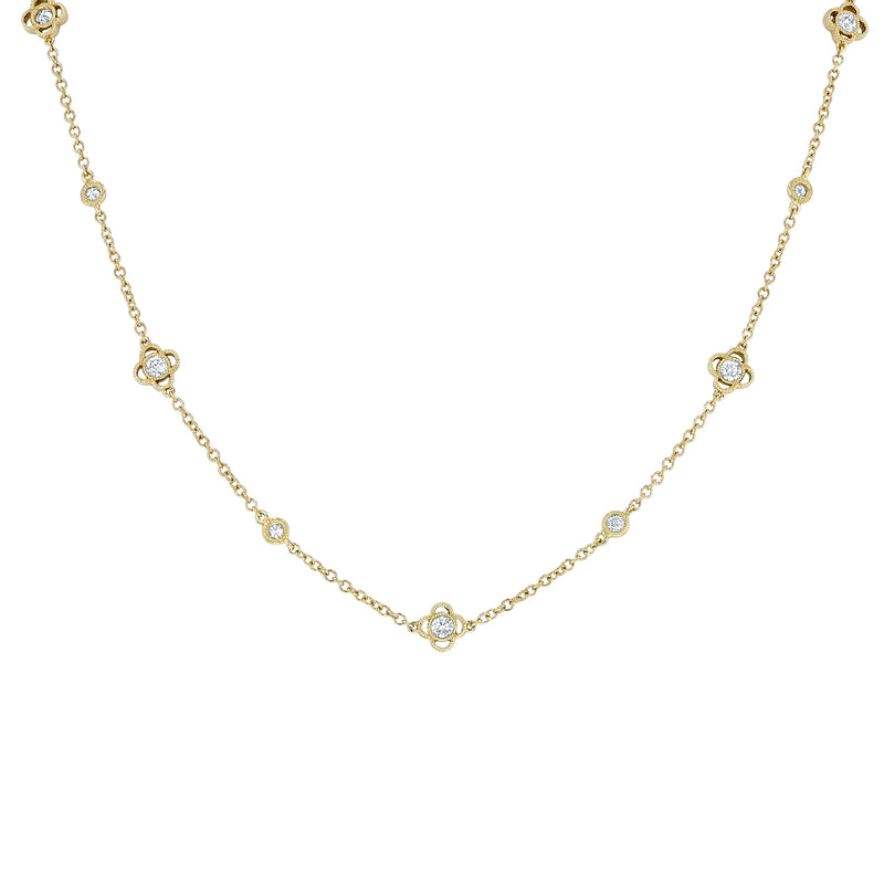 Diamond Clover Station Necklace - R&R Jewelers 