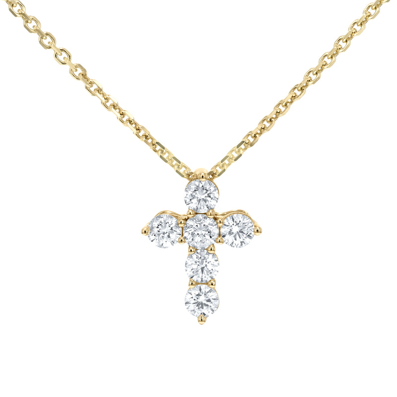 Round Brilliant Diamond Cross Pendant, 0.57 Carats - R&R Jewelers 