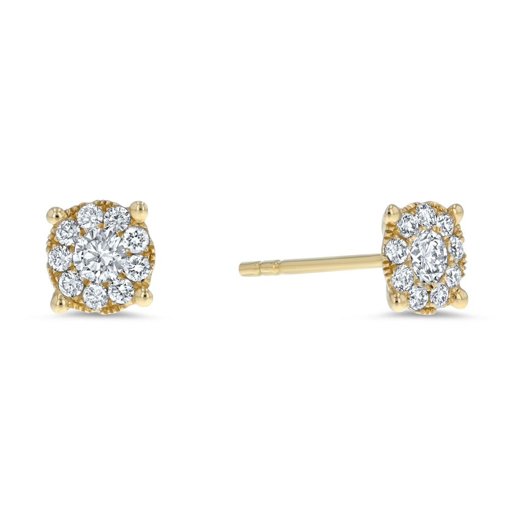 Star Shaped Diamond Halo Cluster Stud Earrings (E4265) – R&R Jewelers