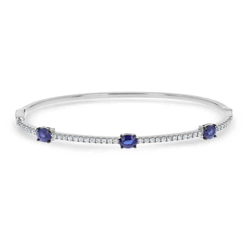 Diamond and Sapphire Station Bangle - R&R Jewelers 