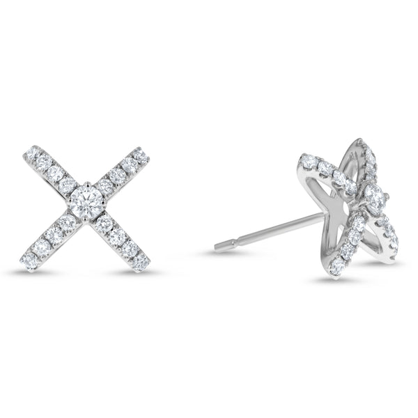 Diamond X Stud Earrings - R&R Jewelers 