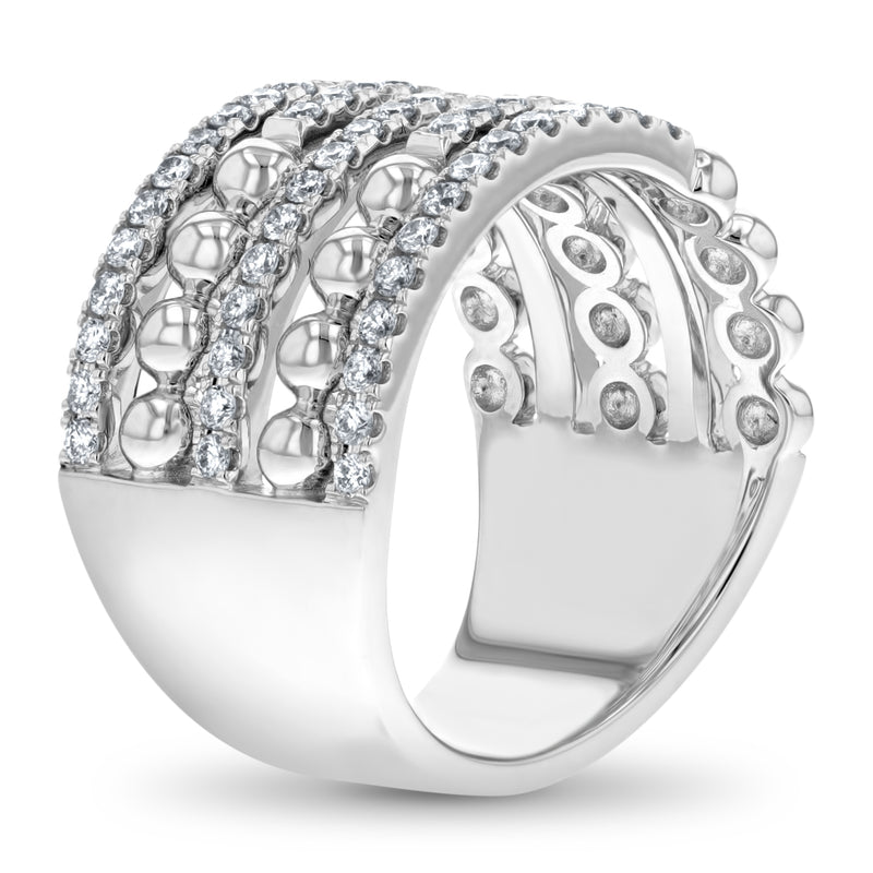 Alternating Diamond Pavé and Ball Stack Ring - R&R Jewelers 