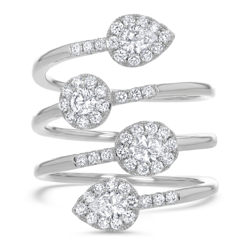 Pear and Round Cluster Diamond Spiral Statement Ring - R&R Jewelers 