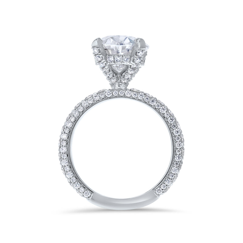 Diamond Basket Oval Shaped Micro Pave Engagement Ring