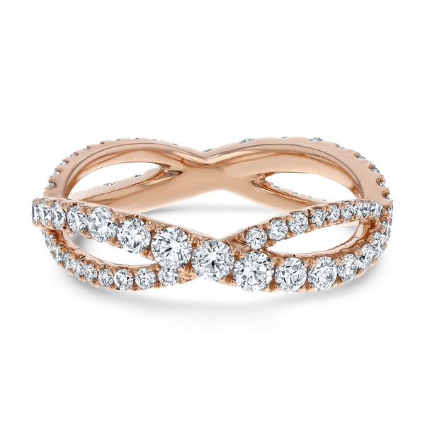 Diamond Cross Over Ring, 1.15 ct - R&R Jewelers 