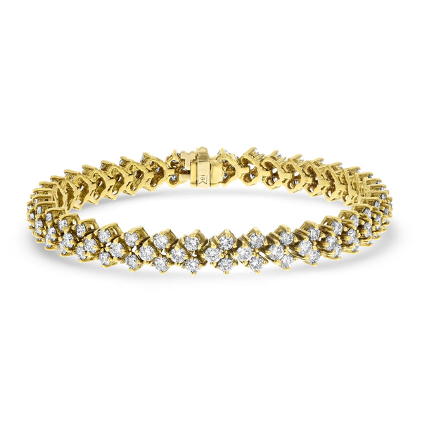 Round Shaped Diamond Cluster Tennis Bracelet (B0223)