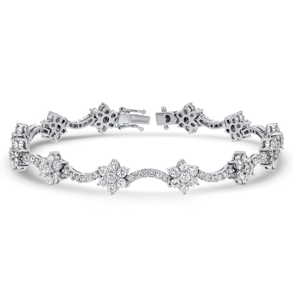 Round Diamond Cluster Floral Bracelet (B0491)