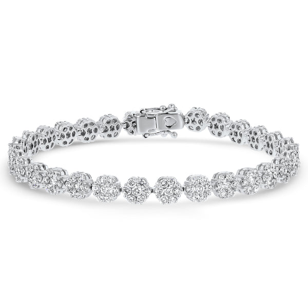 Round Shaped Diamond Floral Tennis Bracelet (B0526)