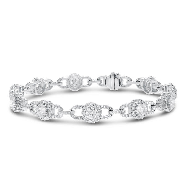 Round Shaped Diamond Cluster Link Bracelet (B0549)