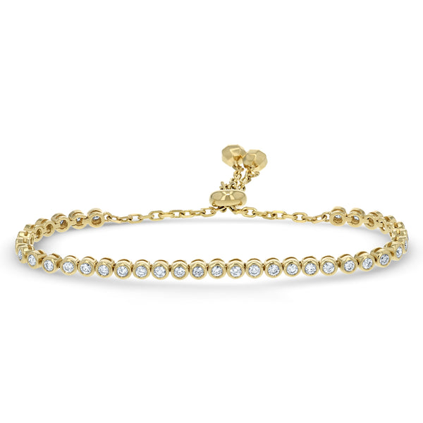 Round Shaped Diamond Bezel Set Chain Bolo Bracelet (B0605)