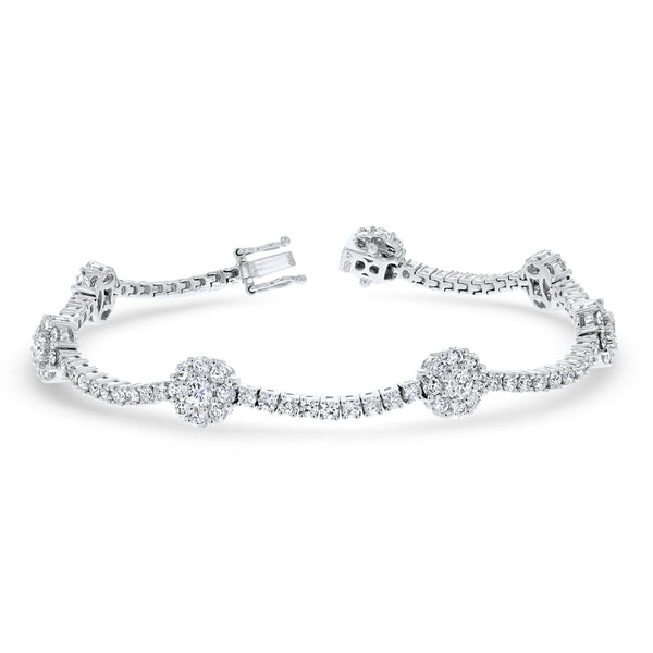 Round Shaped Diamond Cluster Floral Bracelet (B0805)