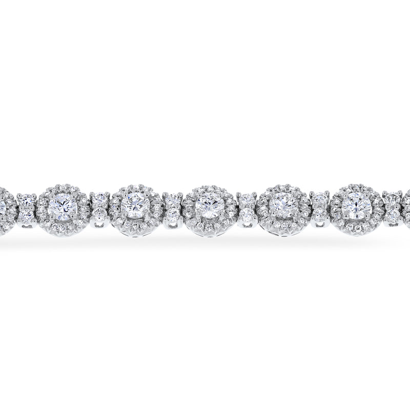 Round Shaped Diamond Cluster Tennis Bracelet (B1027)