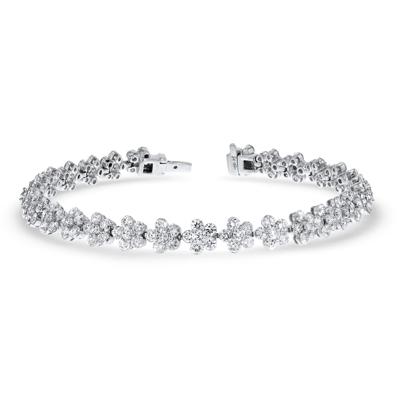Round Shaped Diamond Floral Bracelet (B1228)