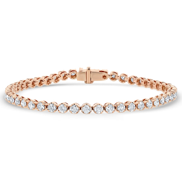 Single Prong Round Shaped Diamond Tennis Bracelet (B1296)
