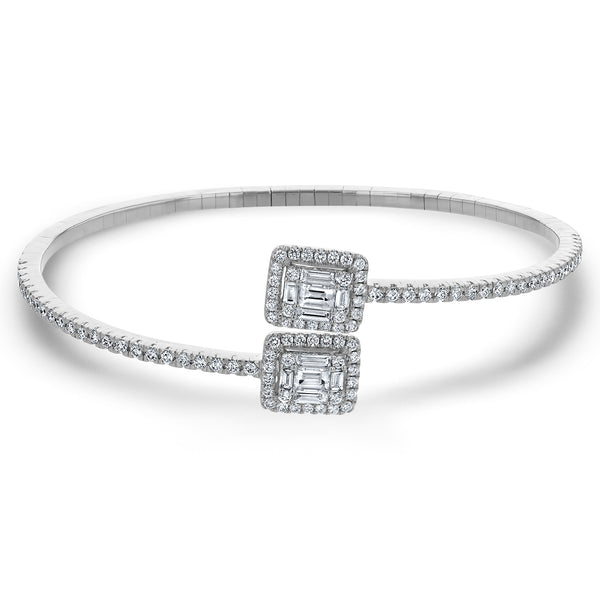 Baguette Shaped Diamond Cuff Bangle (B1331)