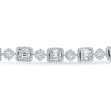 Round And Baguette Shaped Diamond Cluster Bracelet (B1332)