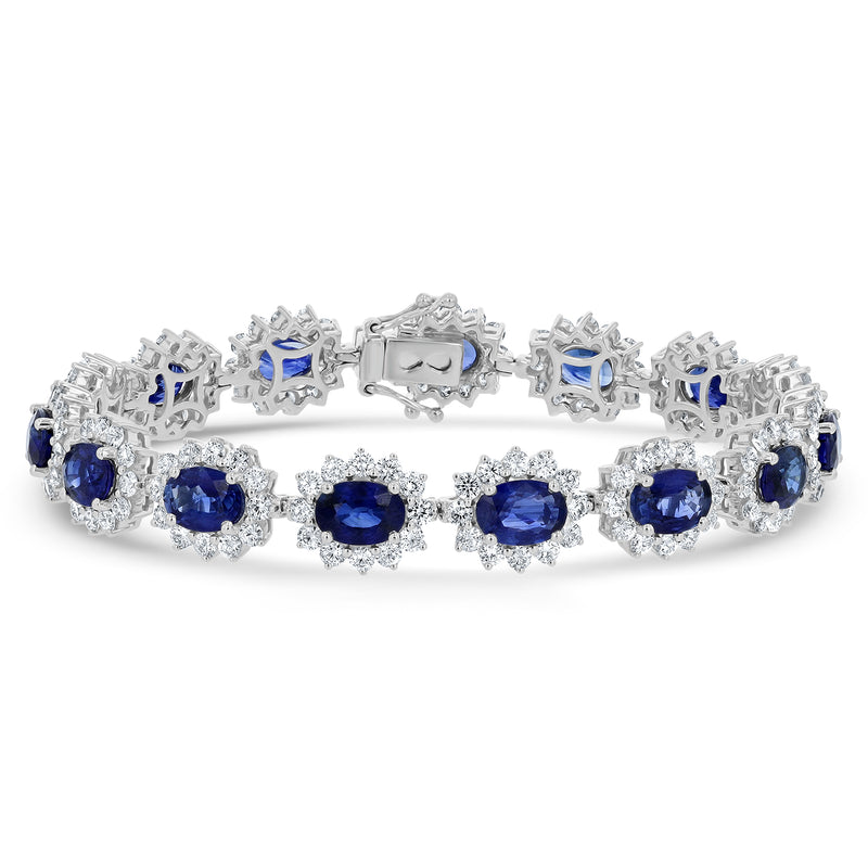 Oval Shaped Sapphire And Diamond Bracelet (B1336)