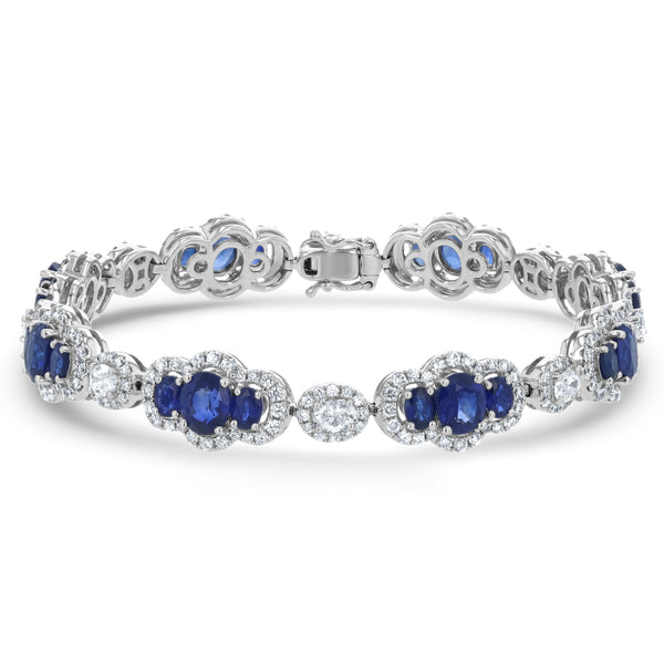Oval Shaped Sapphire And Diamond Bracelet (B1358)