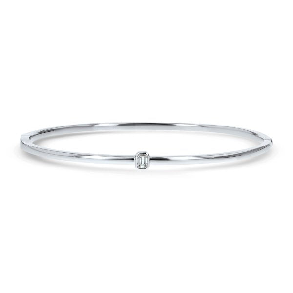 Emerald Cut Diamond Bezel Set Bangle (B1485)