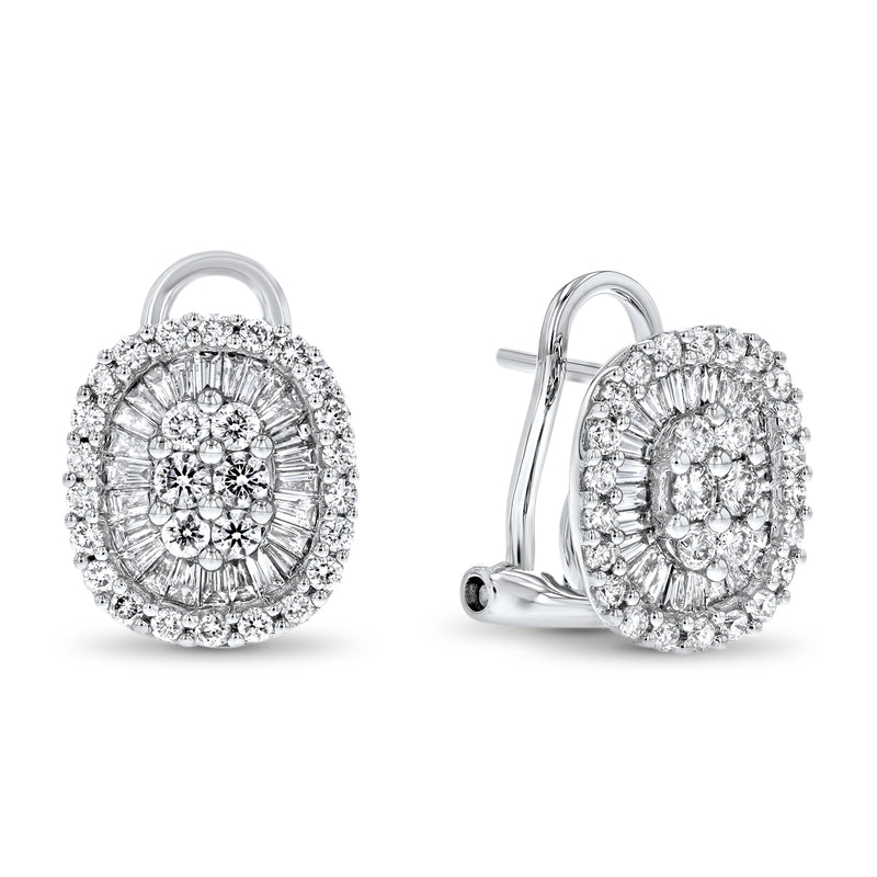 Baguette Shaped Diamond Omega Back Earrings (E0044)