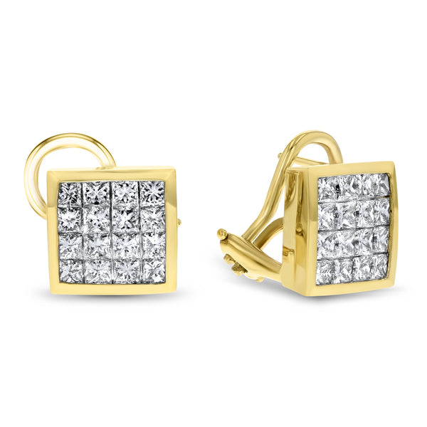 Channel Set Princess Cut Diamond Earrings (E0349)
