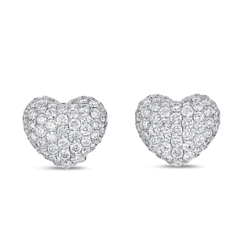 Pave` Diamond Heart Earrings (E1180)