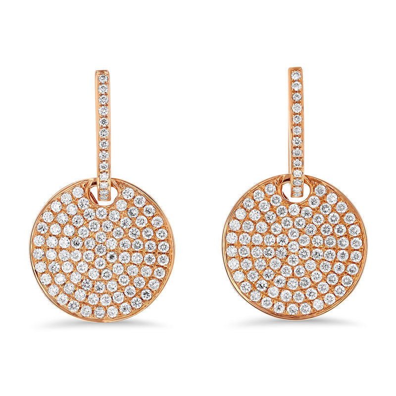 Round Diamond Pave` Disc Earrings (E1241)
