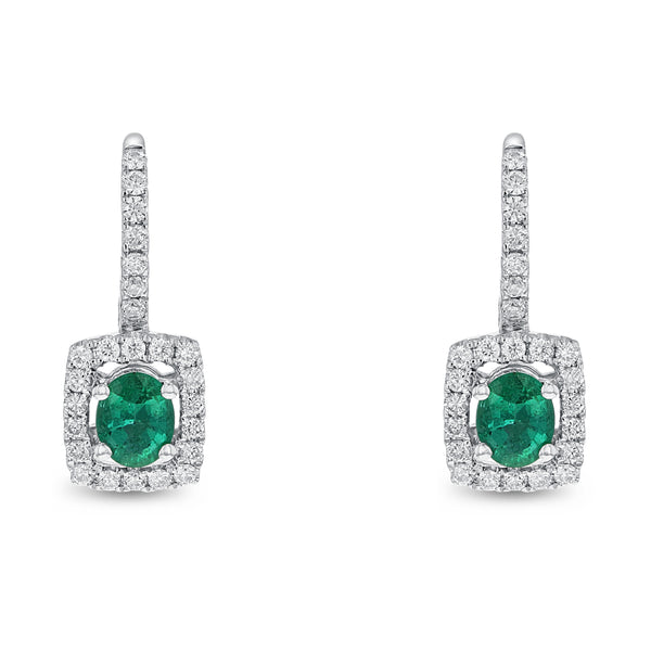 Emerald And Diamond Dangle Drop Earrings (E1247)