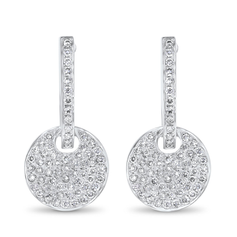 Round Diamond Pave` Disc Earrings (E1773)