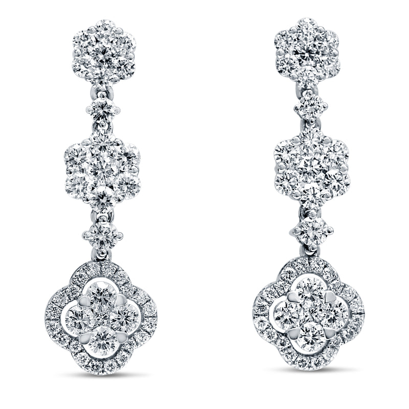 Floral Diamond Cluster Drop Earrings (E2038)