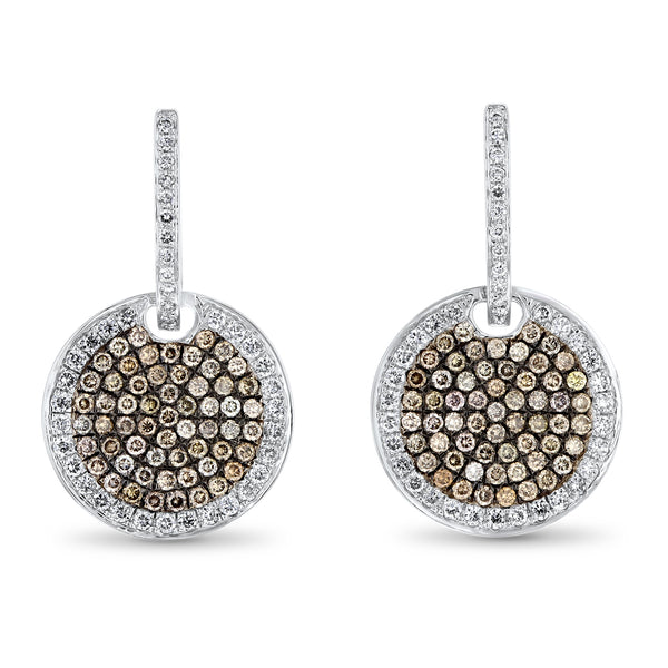 Black Rhodium Champagne Diamond Disc Earrings (E2100)
