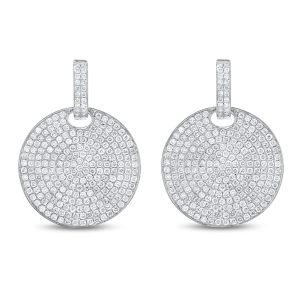 Round Diamond Pave` Disc Earrings (E2126)