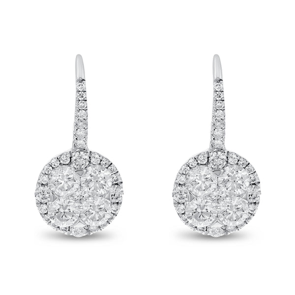 Diamond Floral Dangle Drop Earrings (E2165)