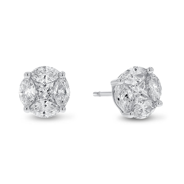 Diamond Cluster Stud Earrings (E2204)