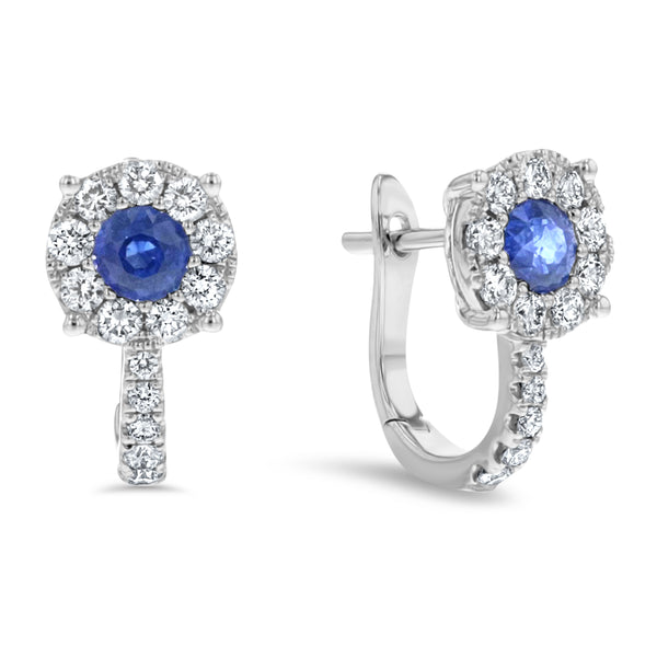 Round Sapphire And Diamond Earrings (E4058)
