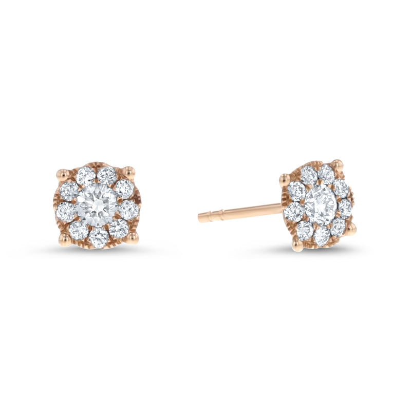 Round Shape Diamond Cluster Stud Earrings, 0.45 ct - R&R Jewelers 