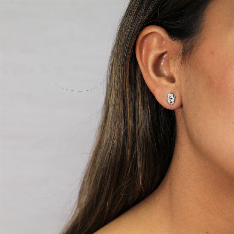 Diamond Hamsa Stud Earrings - R&R Jewelers 