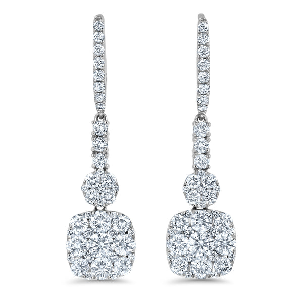 Square Shape Diamond Drop Earrings (E4121)