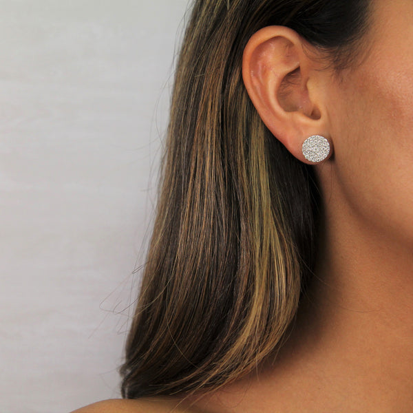 Circle Diamond Cluster Stud Earrings, 1.25 ct - R&R Jewelers 