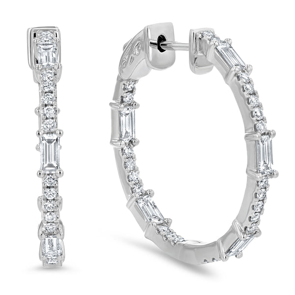 Inside Out Baguette Diamond Hoop Earrings (E4139)