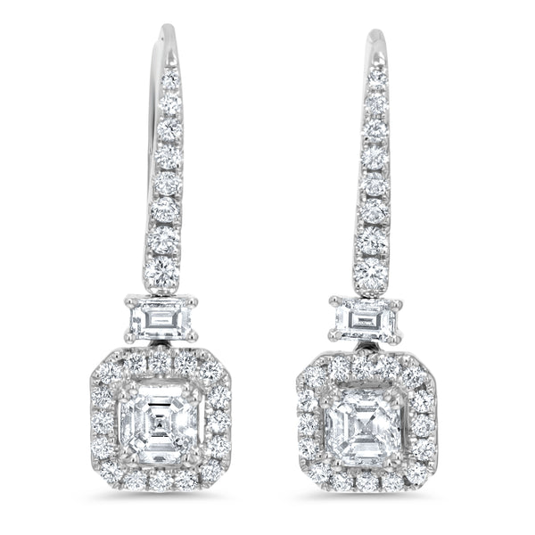 Asscher Cut Diamond Dangle Drop Earrings (E4161)