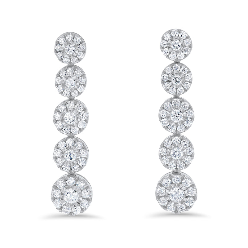 Graduating Round Diamond Cluster Drop Earrings (E4211)