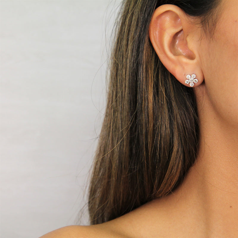 Diamond Flower Stud Earrings - R&R Jewelers 