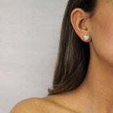 Heart Shape Diamond Cluster Stud Earrings - R&R Jewelers 