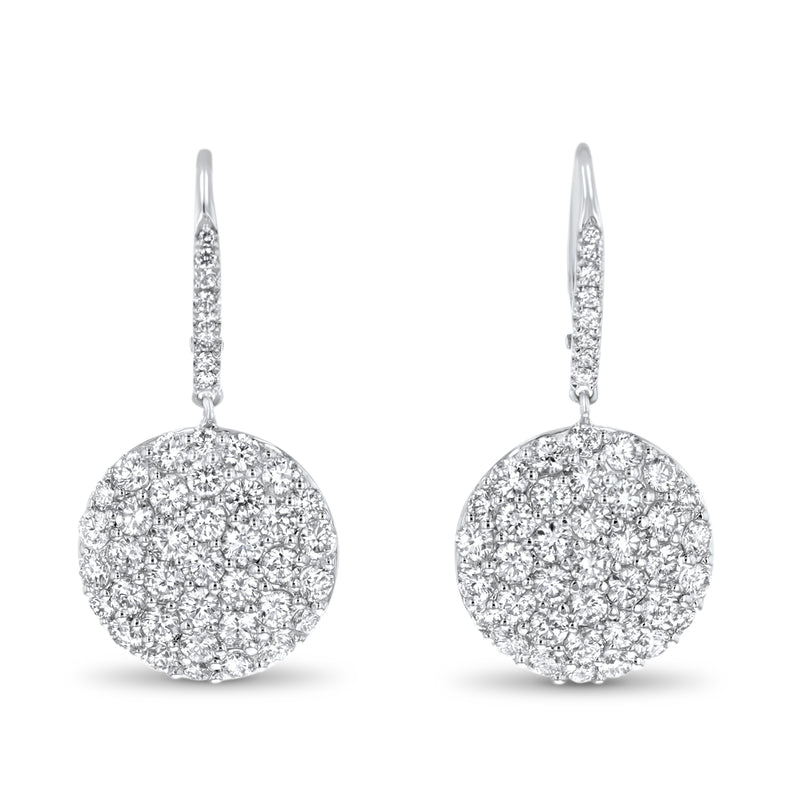 Round Diamond Pave` Disc Earrings (E4299)