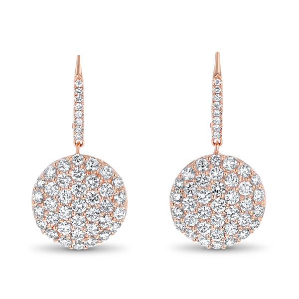 Round Diamond Pave` Disc Earrings (E4300)