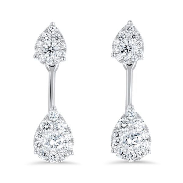 Pear Shape Teardrop Diamond Telephone Earrings (E4309)