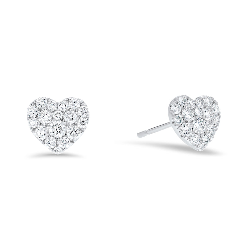 Heart Shape Diamond Cluster Stud Earrings (E4323)